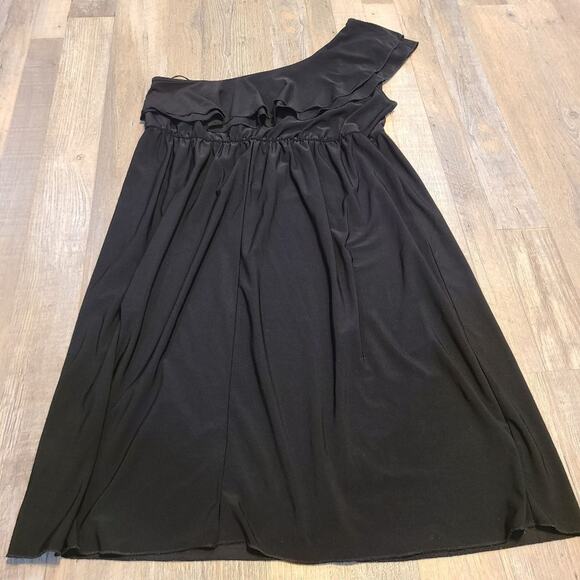 Star vixen women's large one shoulder elastic waistband midi black dress - Picture 3 of 5